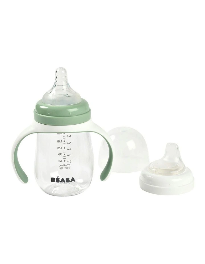 2 in 1 Bottle to Sippy Learning Cup 210ml - Sage Green image 7
