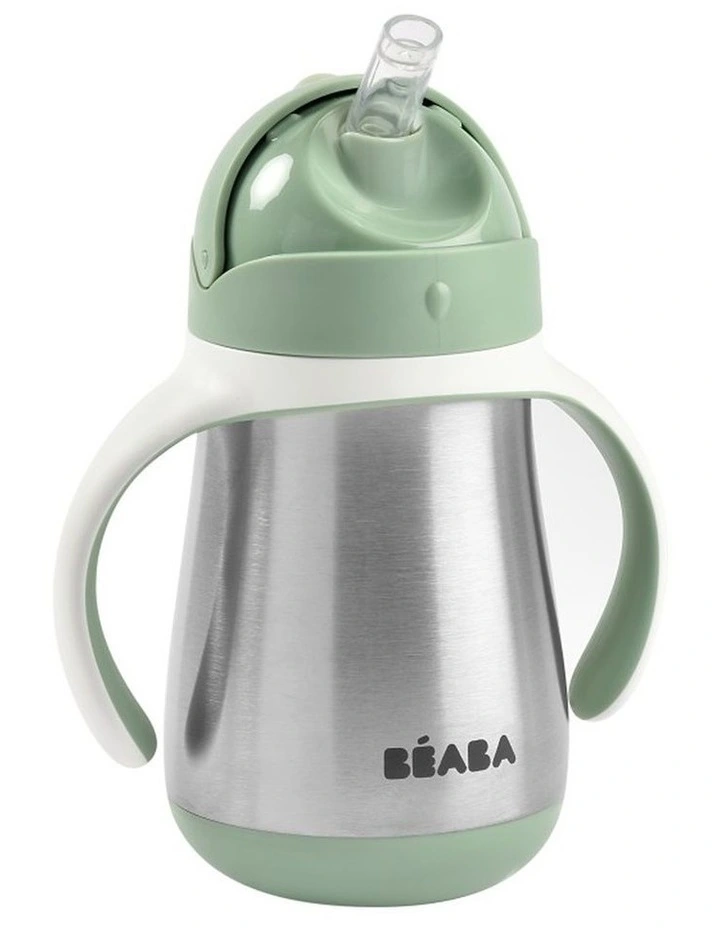 Stainless Steel Straw Cup 250ml - Sage Green image 1