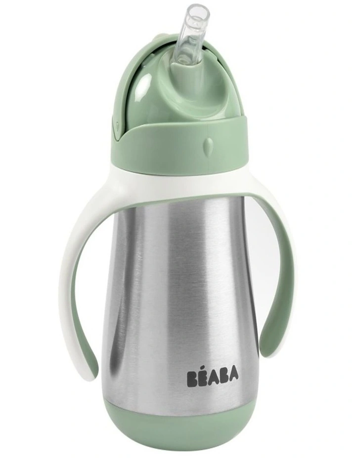 Stainless Steel Straw Cup 250ml - Sage Green image 1