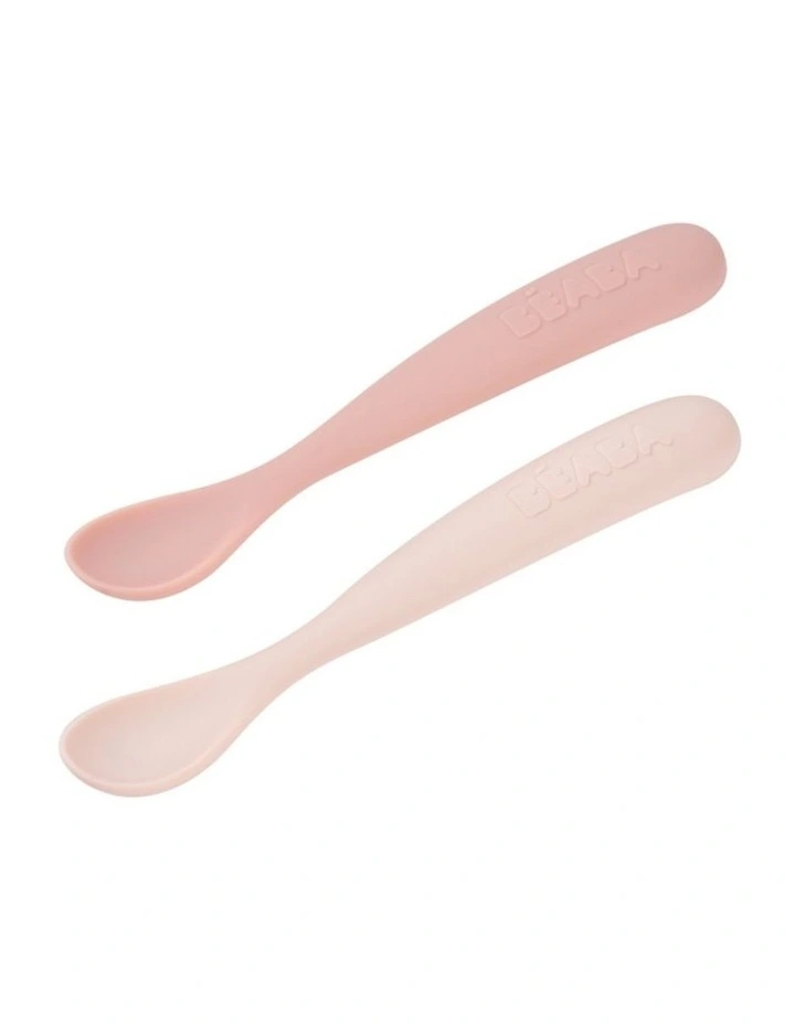 1st Stage Silicone Spoons & Case 2 Pack - Cotton Candy/Sorbet image 1