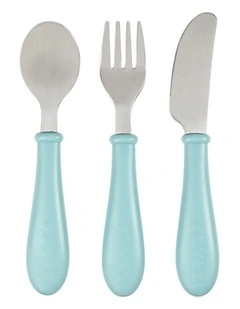 Stainless Steel Training Cutlery 3 Piece Set - Light Blue
