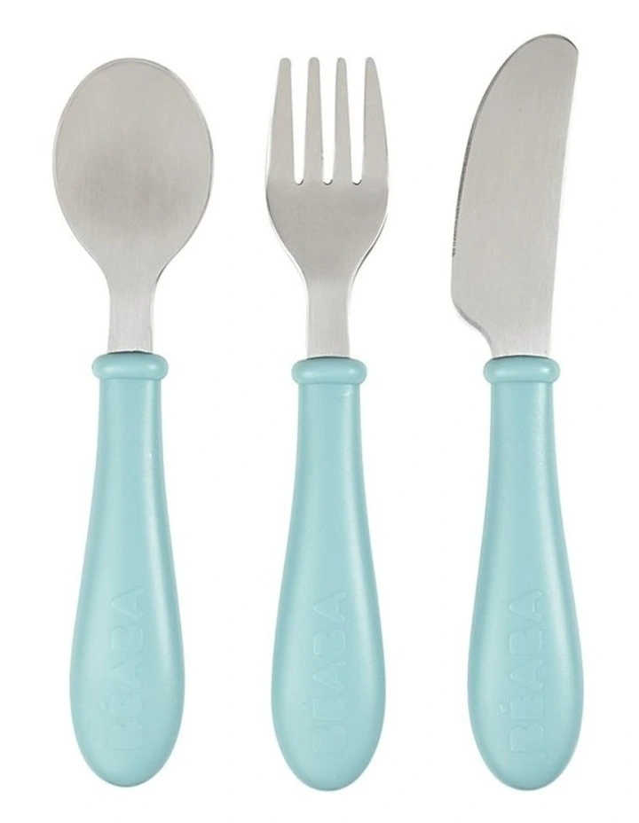 Stainless Steel Training Cutlery 3 Piece Set - Light Blue image 1