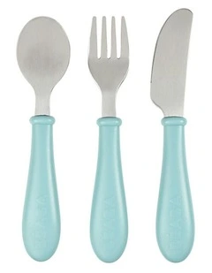 Stainless Steel Training Cutlery 3 Piece Set - Light Blue