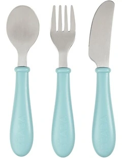 Stainless Steel Training Cutlery 3 Piece Set - Light Blue