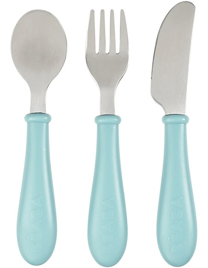 Stainless Steel Training Cutlery 3 Piece Set - Light Blue image 1