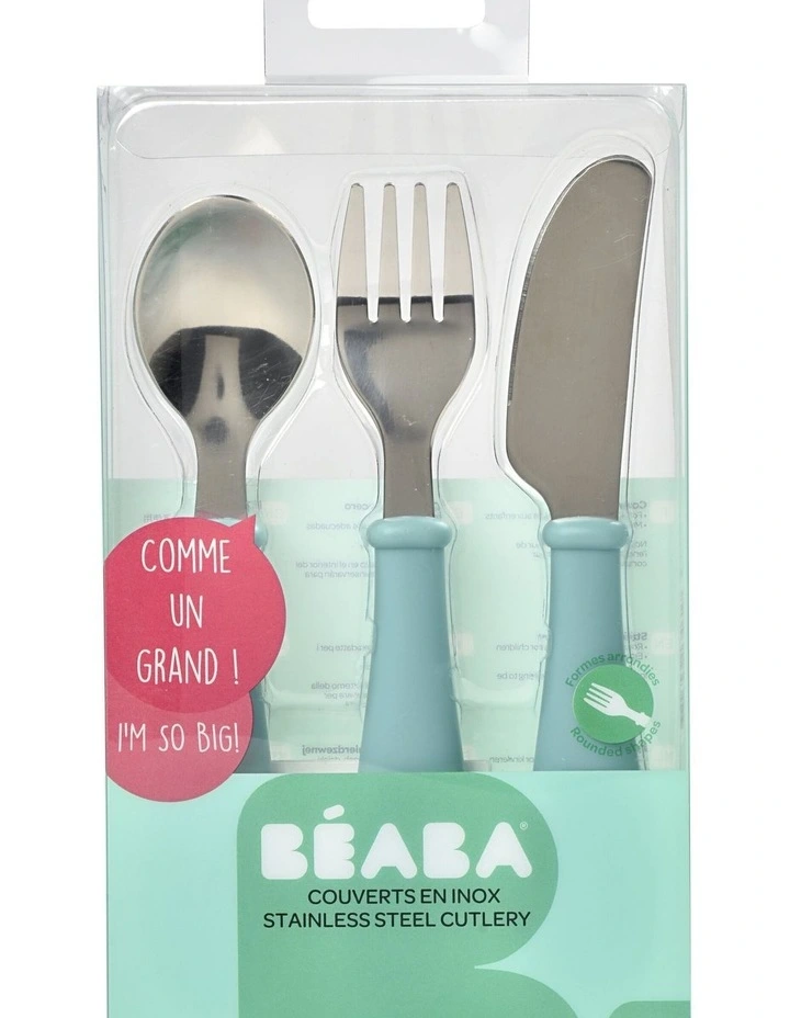 Stainless Steel Training Cutlery 3 Piece Set - Light Blue image 2