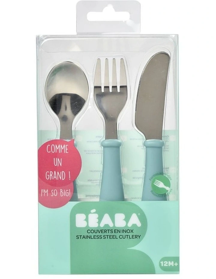 Stainless Steel Training Cutlery 3 Piece Set - Light Blue image 2