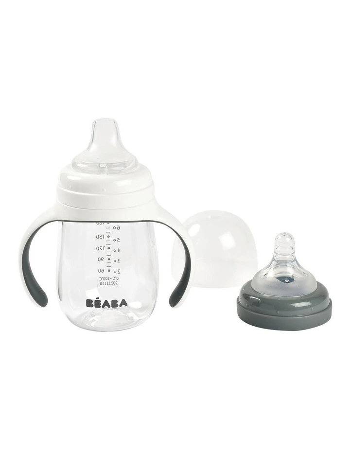 2 in 1 Bottle to Sippy Learning Cup 210ml - Mineral Grey image 2