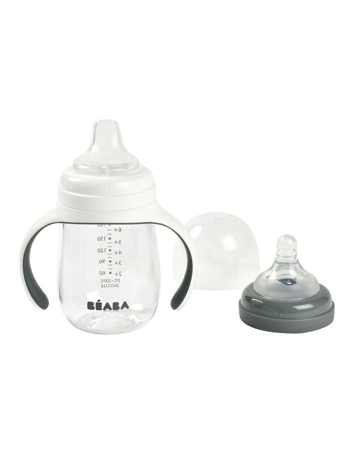 2 in 1 Bottle to Sippy Learning Cup 210ml - Mineral Grey image 4