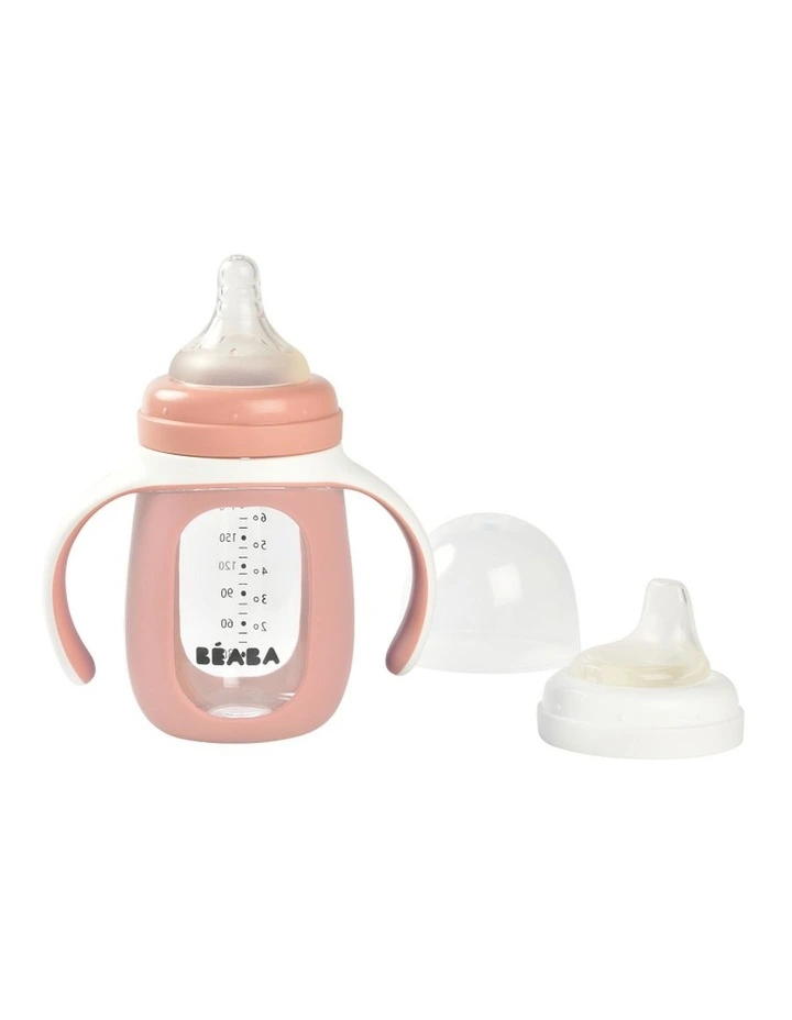 Glass Bottle with Silicone Protective Sleeve 210ml - Vintage Pink image 1