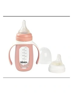 Glass Bottle with Silicone Protective Sleeve 210ml - Vintage Pink