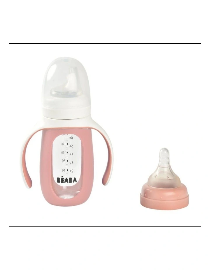 Glass Bottle with Silicone Protective Sleeve 210ml - Vintage Pink image 2