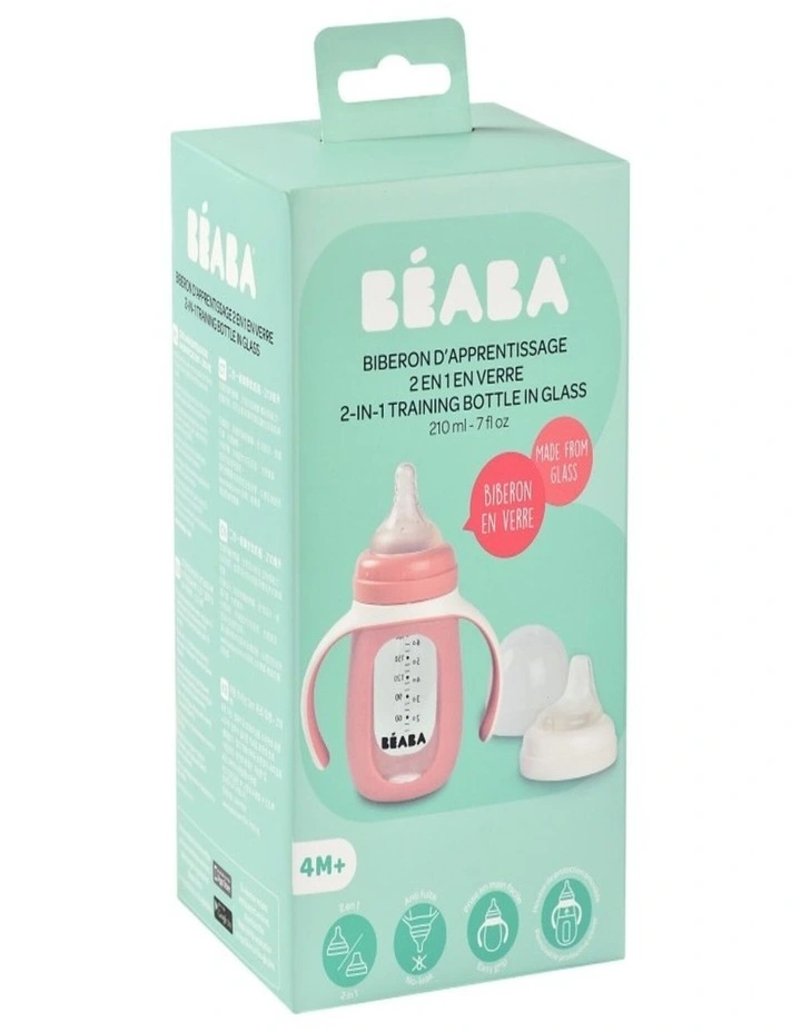 Glass Bottle with Silicone Protective Sleeve 210ml - Vintage Pink image 3