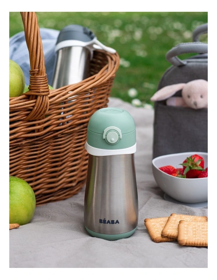 Stainless Steel Spout Bottle 350ml - Sage Green image 3