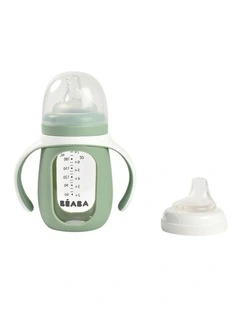 Glass Bottle with Silicone Protective Sleeve 210ml - Sage Green
