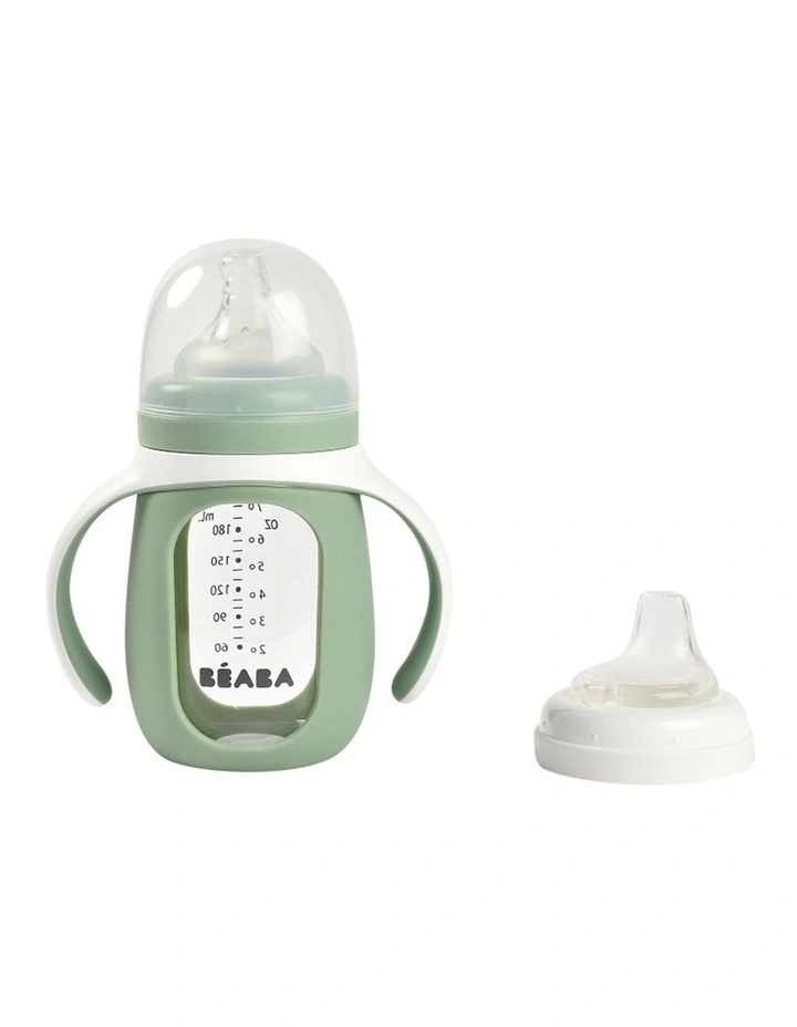 Glass Bottle with Silicone Protective Sleeve 210ml - Sage Green image 1