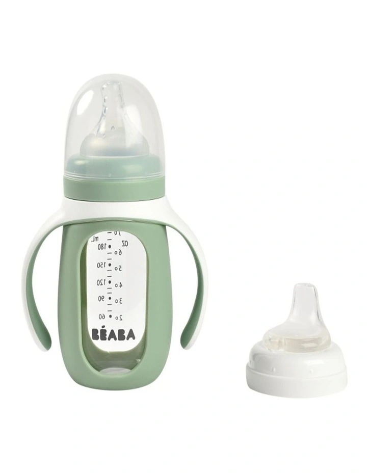 Glass Bottle with Silicone Protective Sleeve 210ml - Sage Green image 1