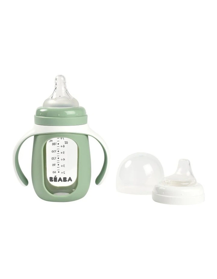 Glass Bottle with Silicone Protective Sleeve 210ml - Sage Green image 2