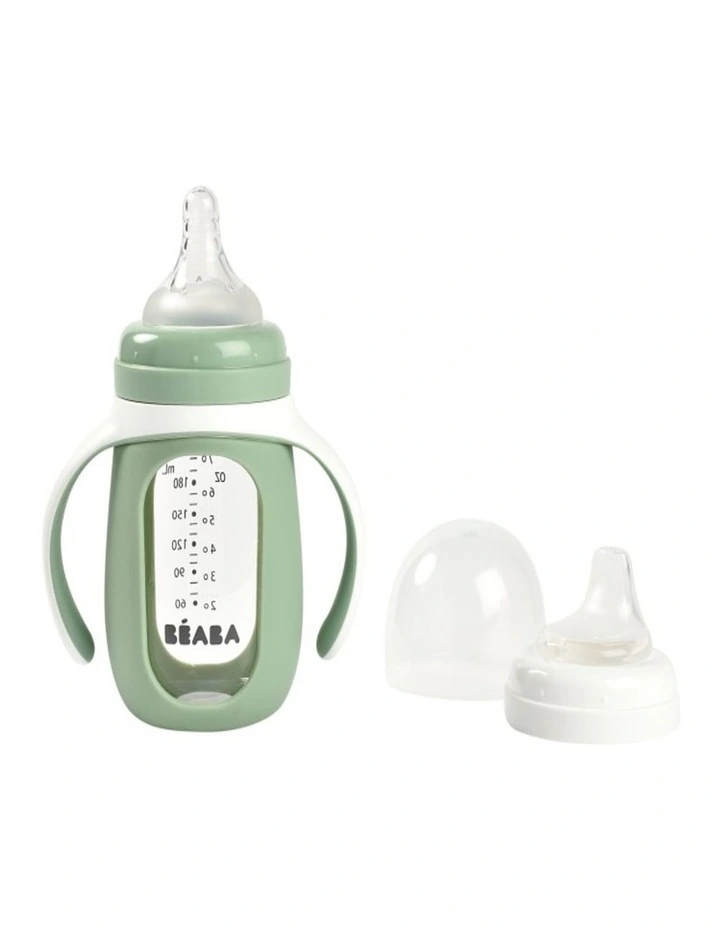 Glass Bottle with Silicone Protective Sleeve 210ml - Sage Green image 2