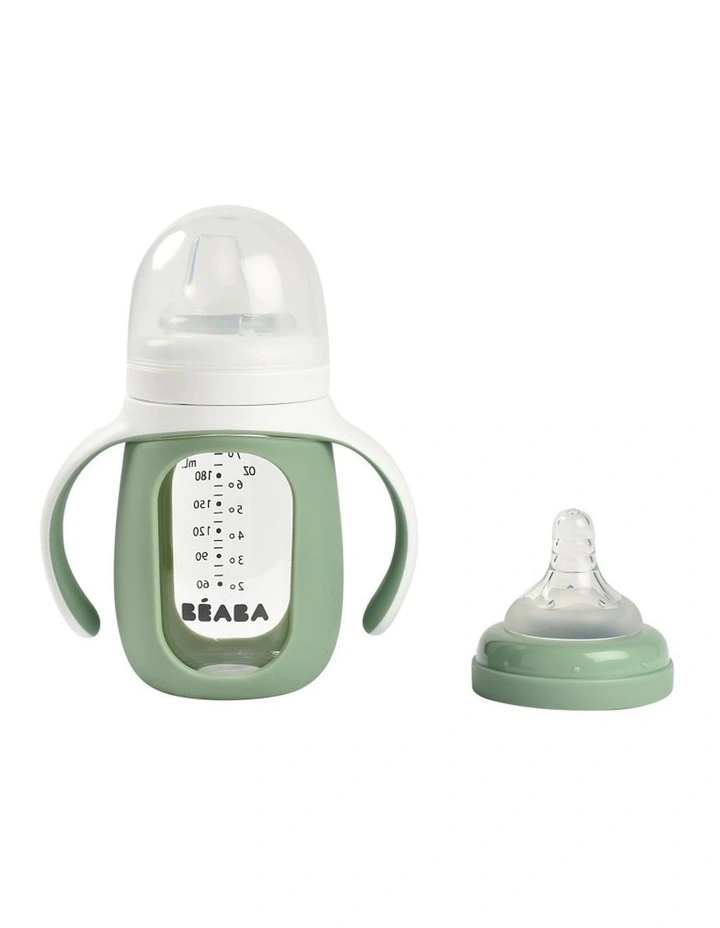 Glass Bottle with Silicone Protective Sleeve 210ml - Sage Green image 3