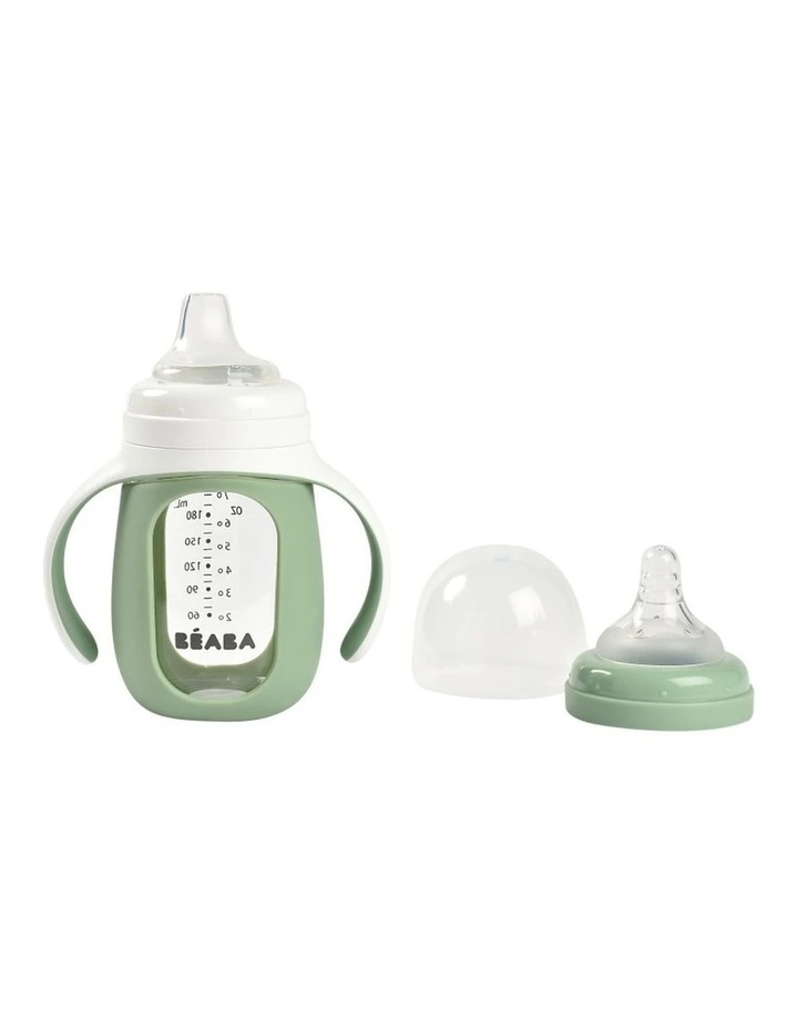 Glass Bottle with Silicone Protective Sleeve 210ml - Sage Green image 4
