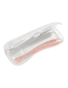 1st Stage Silicone Spoons & Case 2 Pack - Light Mist/Vintage Pink