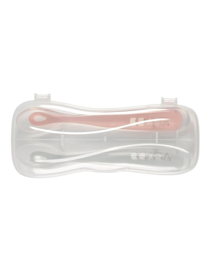 1st Stage Silicone Spoons & Case 2 Pack - Light Mist/Vintage Pink image 3