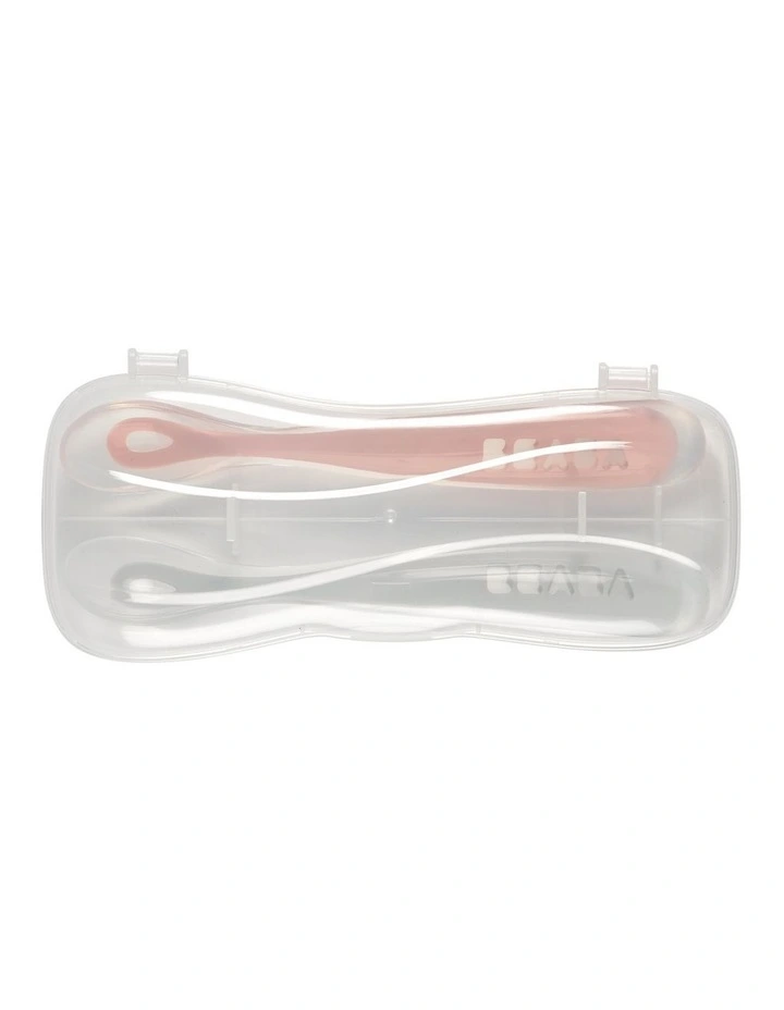 1st Stage Silicone Spoons & Case 2 Pack - Light Mist/Vintage Pink image 3