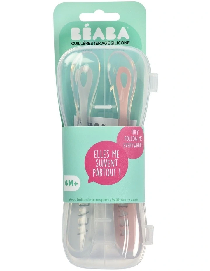 1st Stage Silicone Spoons & Case 2 Pack - Light Mist/Vintage Pink image 4