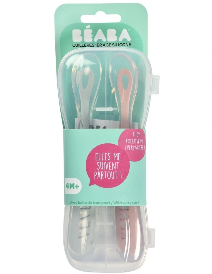 1st Stage Silicone Spoons & Case 2 Pack - Light Mist/Vintage Pink image 4
