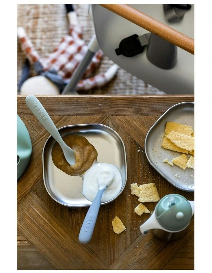 1st Stage Silicone Spoons & Case 2 Pack - Misty Green/Pebble image 6
