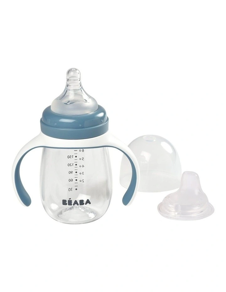 2 in 1 Bottle to Sippy Learning Cup 210ml - Windy Blue image 1