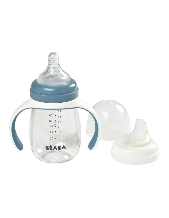 2 in 1 Bottle to Sippy Learning Cup 210ml - Windy Blue image 1