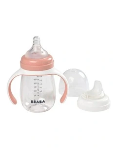 2 in 1 Bottle to Sippy Learning Cup 210ml - Vintage Pink
