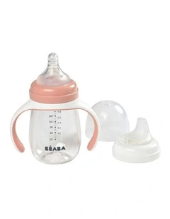 2 in 1 Bottle to Sippy Learning Cup 210ml - Vintage Pink
