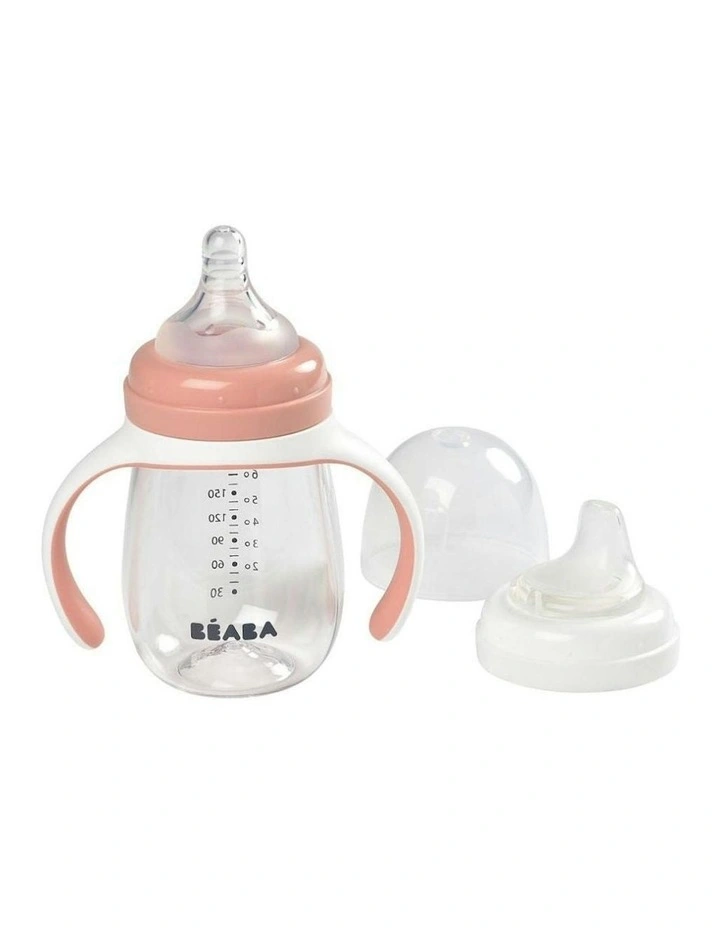 2 in 1 Bottle to Sippy Learning Cup 210ml - Vintage Pink image 1