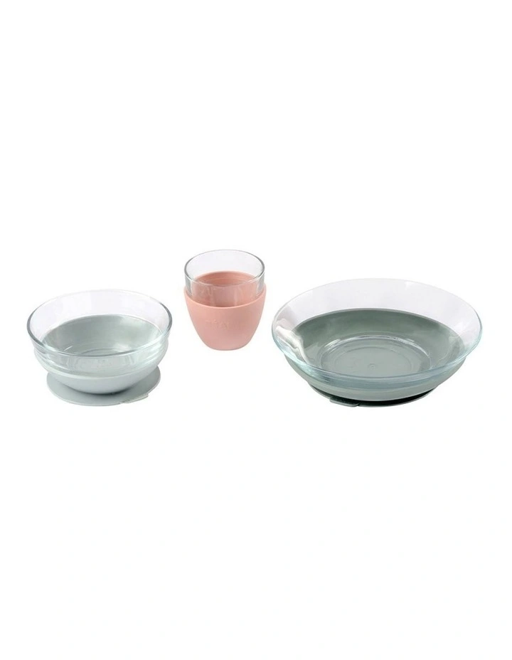 Duralex Glass Meal Set With Soft Protective Suction Pad - Eucalyptus image 1