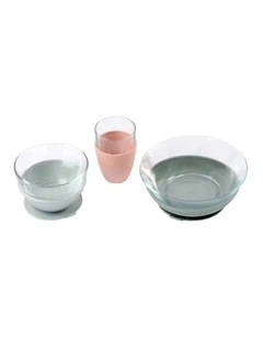 Duralex Glass Meal Set With Soft Protective Suction Pad - Eucalyptus