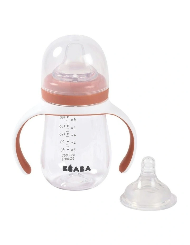 2 in 1 Bottle to Sippy Learning Cup 210ml - Terracotta image 3