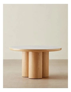 Terzetto Kids White Sintered Stone Play Table - Light Oak Veneer Legs