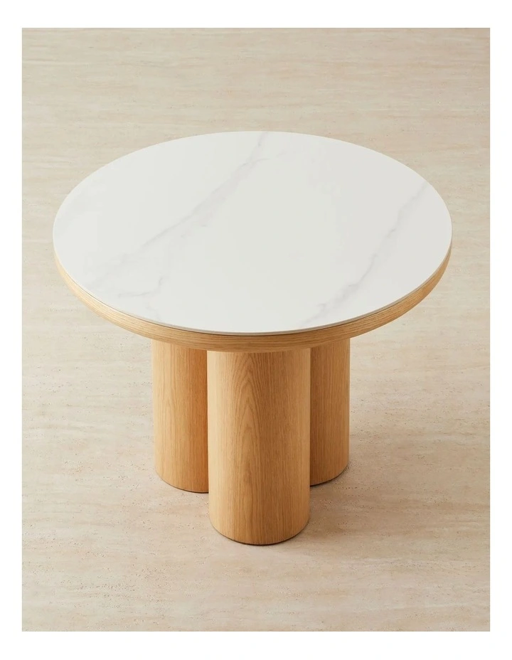 Terzetto Kids White Sintered Stone Play Table - Light Oak Veneer Legs image 2