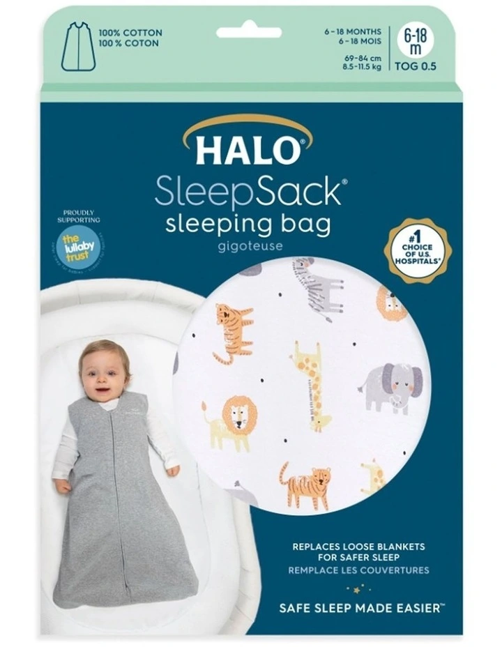 Halo Sleepsack Infant Cotton Comfortable Bedding 0.5 Tog Jungle 6-18m image 2