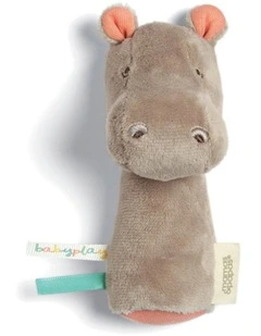 Mamas & Papas Babyplay Mini Rattle Henry Hippo Soft Sensory Baby Toy 0m 