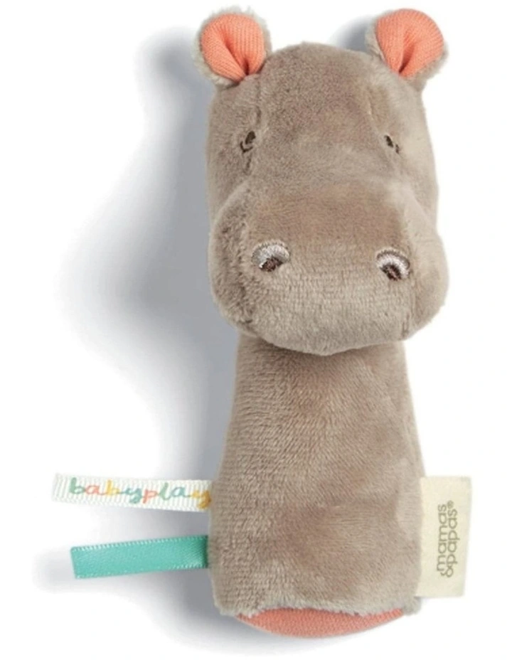 Mamas & Papas Babyplay Mini Rattle Henry Hippo Soft Sensory Baby Toy 0m  image 1