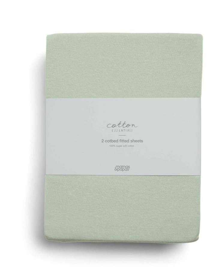 2pc Mamas & Papas Cotbed Cotton Fitted Sheets Bedding Set Sage image 4