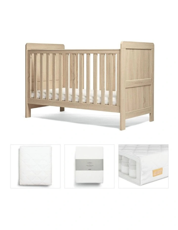 4pc Mamas & Papas Atlas Nursery Cotbed Mattress Sheets Protector Set Light Oak image 1