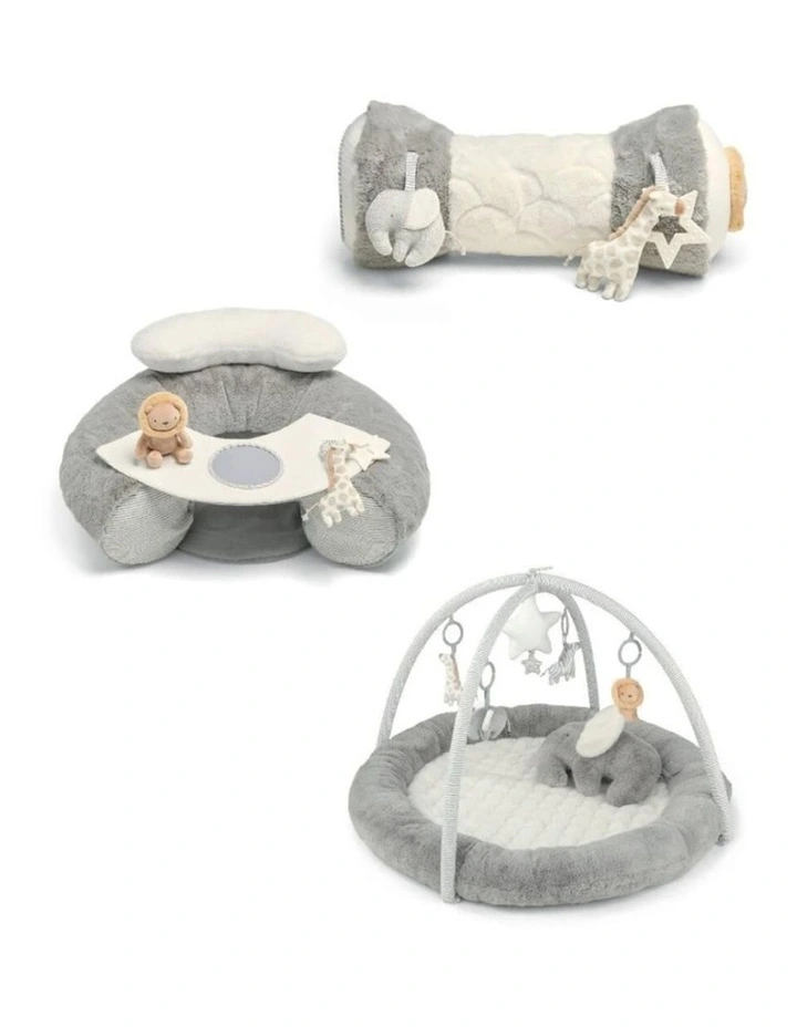 3pc M&P Australia Welcome To The World Playmat Seat Tummy Time Grey image 1