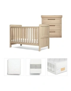 5pc Mamas & Papas Atlas Nursery Cotbed Dresser Mattress Sheets Set Light Oak