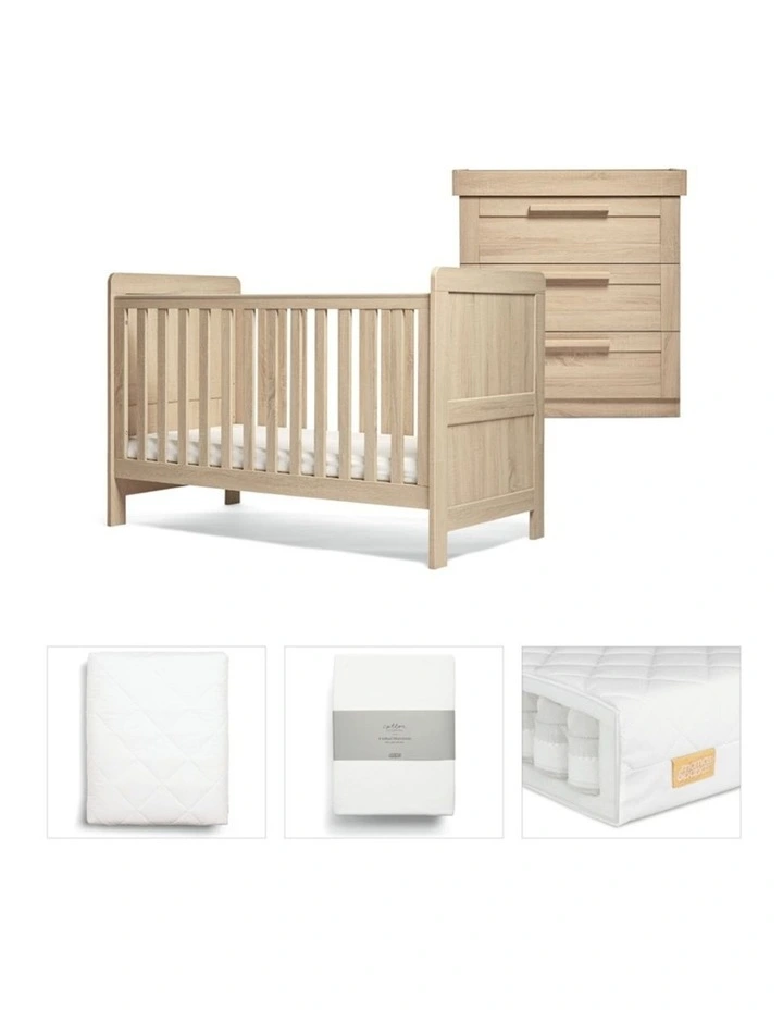 5pc Mamas & Papas Atlas Nursery Cotbed Dresser Mattress Sheets Set Light Oak image 1