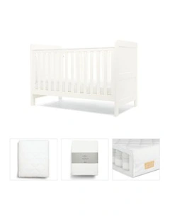 4pc Mamas & Papas Hampden Nursery Cotbed Mattress Sheets Protector Set White